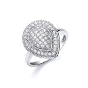Sterling silver large Cubic Zirconia cluster ring