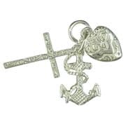 Sterling Silver Large Faith, Hope and Charity Charm