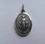 Sterling Silver Large Oval Antique effect Miraculous Madonna Pendant 3.23g