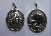 Sterling silver Large Oval Double sided St Christopher Pendant 4.8g