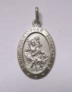 Sterling silver Large Oval St Christopher Pendant 2.9g