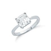 Sterling silver Large Princess cut Cubic Zirconia ring