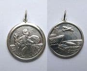Sterling silver Large Round Double sided St Christopher Pendant 6.5g