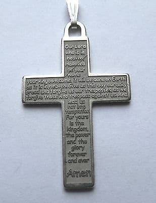 Sterling Silver Lords Prayer Cross Pendant