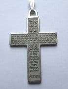 Sterling Silver Lords Prayer Cross Pendant