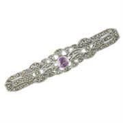 Sterling Silver Marcasite and Amethyst Brooch