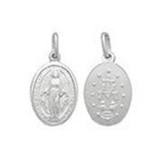 Sterling Silver Medium Double Side Oval Miraculous Medallion Pendant 1.93g