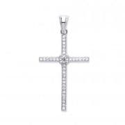 Sterling Silver micro pave Cross Pendant 1.3g