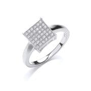 Sterling silver micro pave Cubic Zirconia table ring