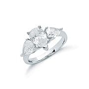Sterling silver Pear cut Cubic Zirconia Trilogy ring