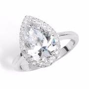 Sterling silver Pear teardrop cut Cubic zirconia halo ring