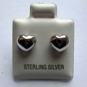 Sterling Silver Puff Heart Stud Earrings