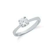 Sterling silver Round cubic zirconia Four claw solitaire ring