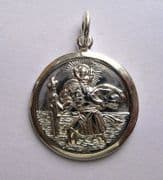 Sterling silver Round Double sided St Christopher pendant 4.9g