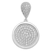 Sterling Silver Round Micro pave Cubic Zirconia Circle pendant