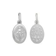 Sterling Silver Small Double Side Oval Miraculous Madonna Medallion Pendant 1.1g