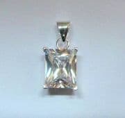 Sterling Silver Small Emerald Cut Cubic Zirconia Pendant