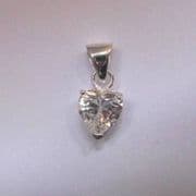 Sterling Silver Small Heart shaped Cubic Zirconia Pendant