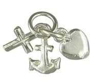 Sterling Silver Small Hope, Faith and Charity Charm