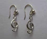Sterling Silver treble clef Drop Earrings