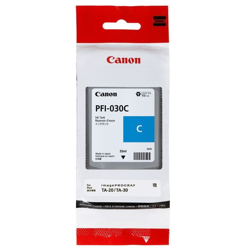Canon PFI-030C Cyan Ink 55ml for Canon TA-20 TA-30 printers