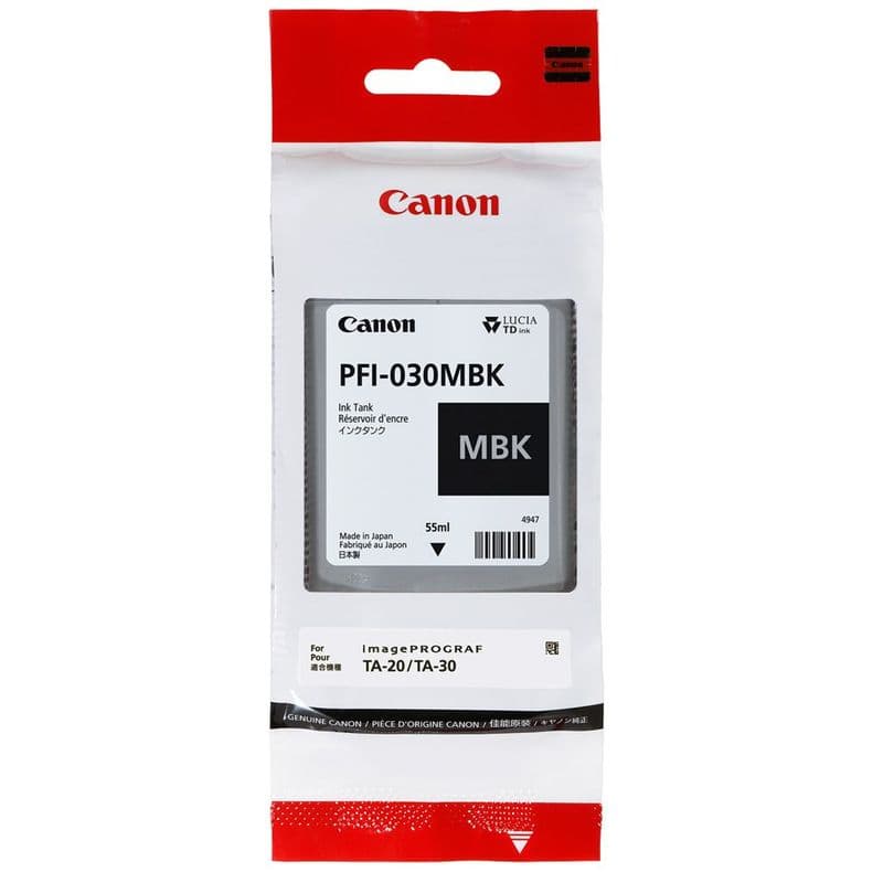 Canon PFI-030MBK Matte Black Ink 55ml for Canon TA-20 TA-30 printers