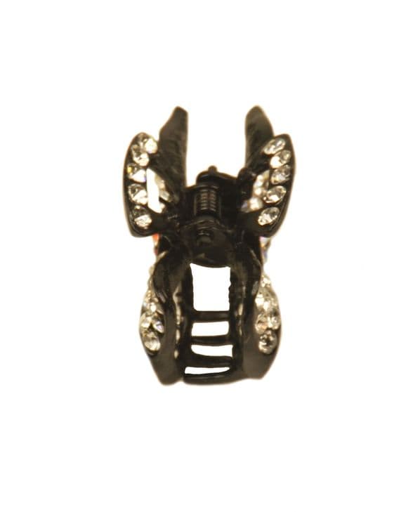 1. MiniE040 silver mini size hairstyling crystal embellished sequined jaw hair clip