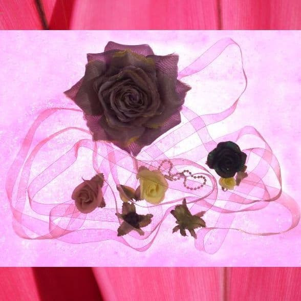 10 Rose design /  multi-purpose accessories /10 rose flower fabric hair accessory & Brooch
