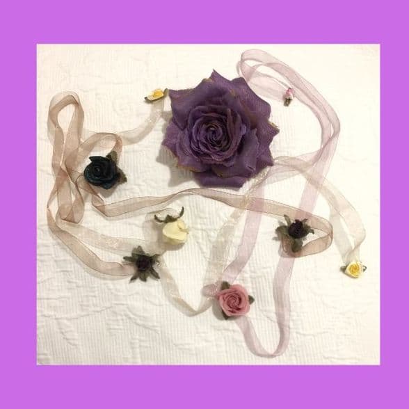10 Rose design /  multi-purpose accessories /10 rose flower fabric hair accessory & Brooch