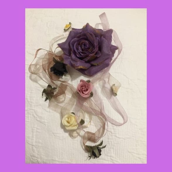 10 Rose design /  multi-purpose accessories /10 rose flower fabric hair accessory & Brooch