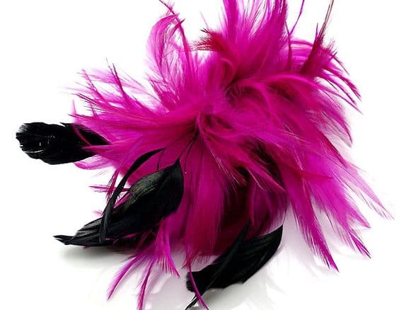 102A01 multi-purpose accessories  fuchsia feather hair clip & Brooch
