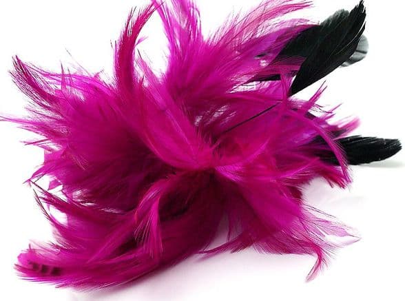 102A01 multi-purpose accessories  fuchsia feather hair clip & Brooch
