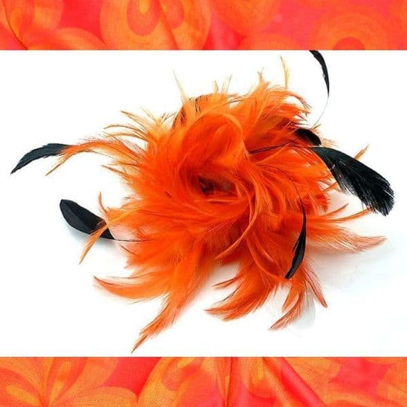 102A01 multi-purpose accessories orange feather hair clip & Brooch
