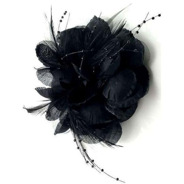 102CA05 multi-purpose accessories / black flower fabric hair clip & Brooch