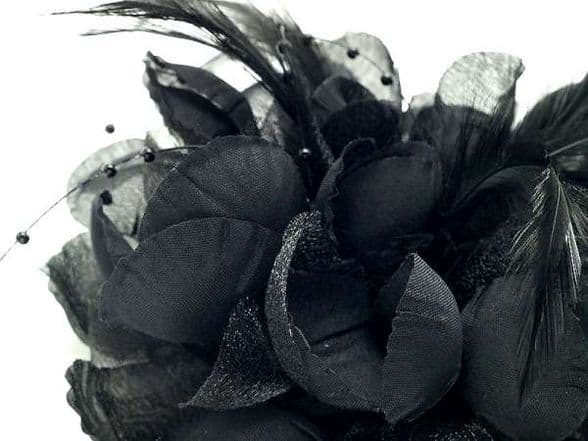 102CA05 multi-purpose accessories / black flower fabric hair clip & Brooch