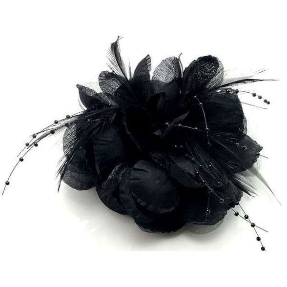 102CA05 multi-purpose accessories / black flower fabric hair clip & Brooch
