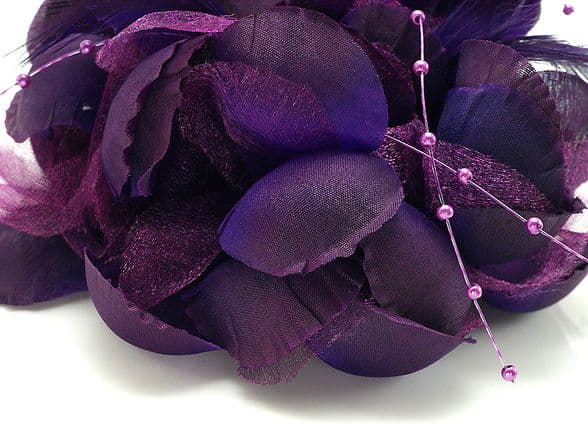 102CA05 multi-purpose accessories /dark purple flower fabric hair clip & Brooch