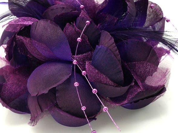 102CA05 multi-purpose accessories /dark purple flower fabric hair clip & Brooch