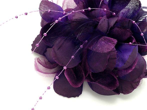 102CA05 multi-purpose accessories /dark purple flower fabric hair clip & Brooch