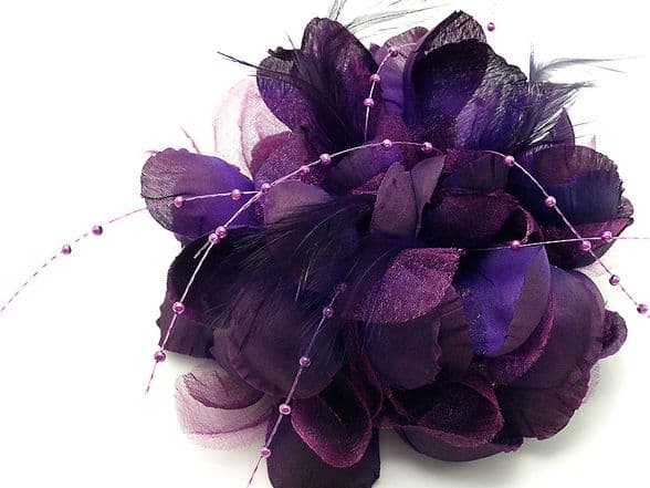 102CA05 multi-purpose accessories /dark purple flower fabric hair clip & Brooch