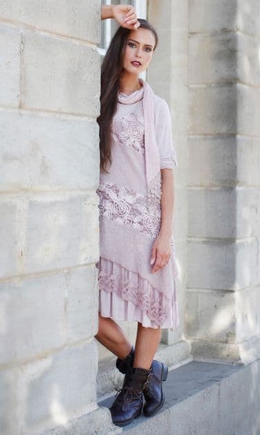 blue dress for baby girl Nude Mini Dress with SCARF-Chloe L / Nude