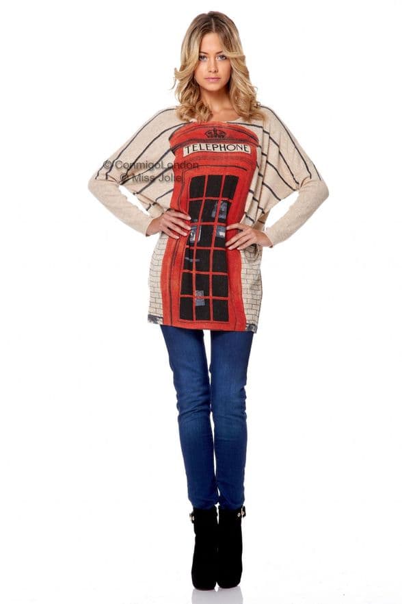 Miss Jolie Telephone Box Print Jumper - Beige
Miss Jolie Telephone Box Print Jumper - Grey