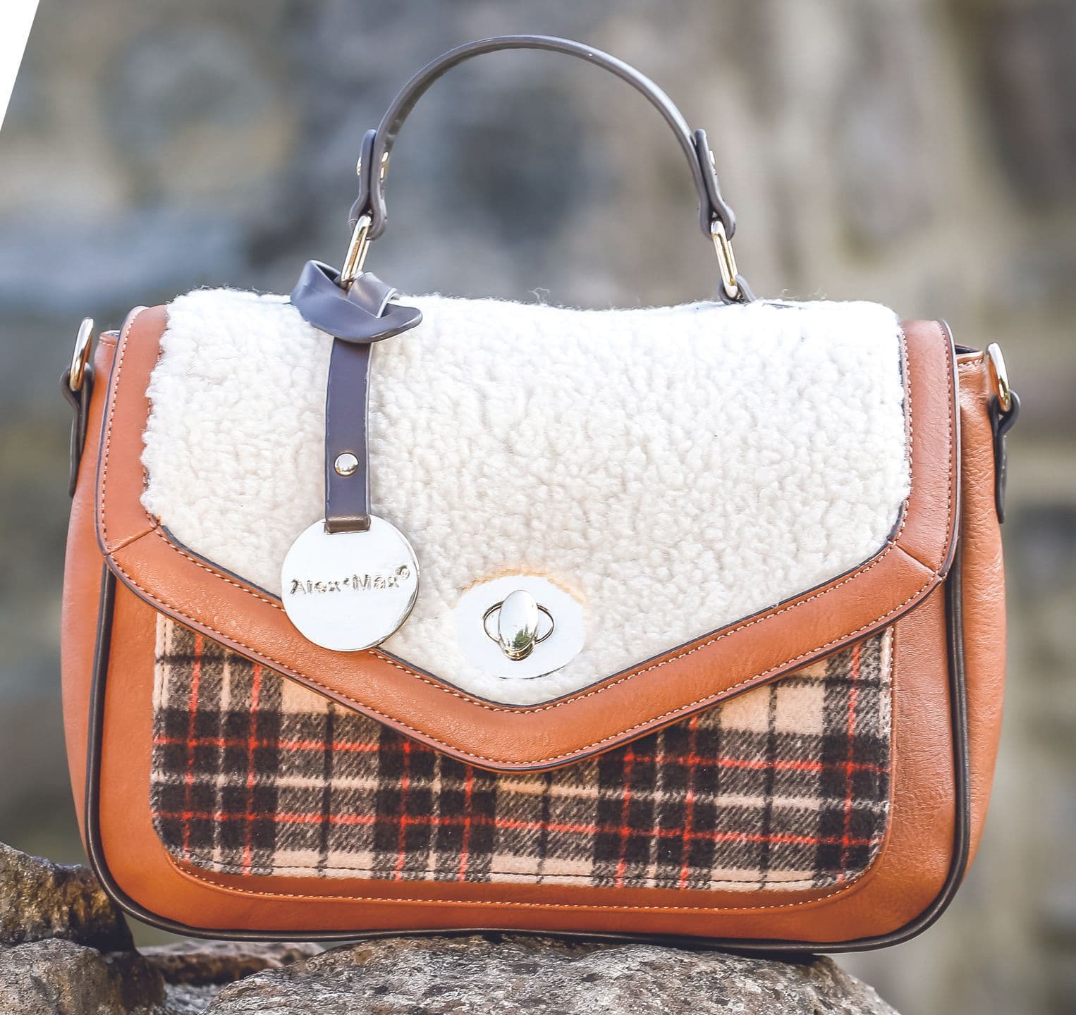 Handbag Borsa Alexander Alex Max Stylish Check Print Borsa