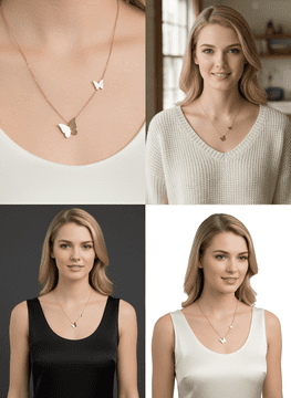 CC20050  Dainty Butterfly Duo Rose Gold-Tone Stainless Steel Necklace