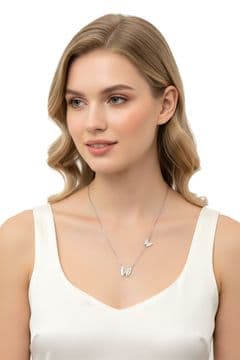 CC20055  Dainty Butterfly Duo Rose silver -Tone Stainless Steel 