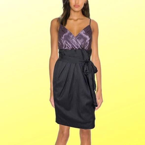 City professioal dress for day and night - silk top with wool skirt dress