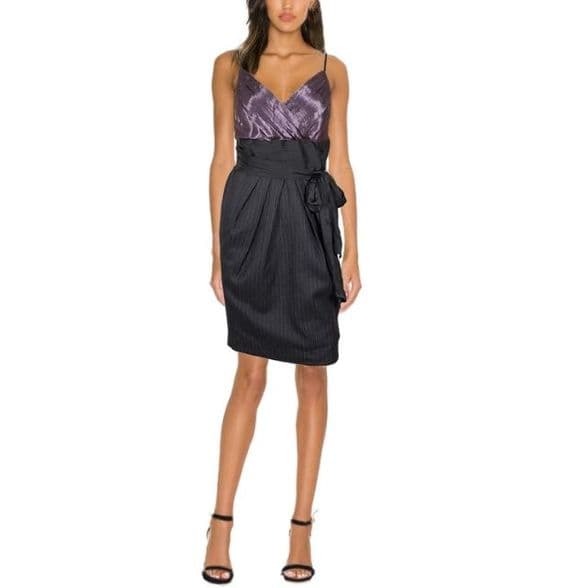 City professioal dress for day and night - silk top with wool skirt dress