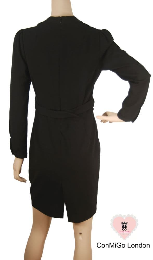 Con Mi Go black front split and draped style pencil dress - A Perfect dress for City Professionals