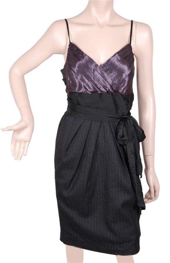Con Mi Go DN001 Silk top with wool skirt dress