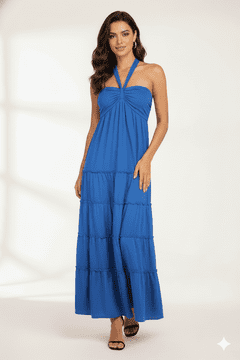 Con Mi Go London E201  Maxi Jersey Dress - Blue